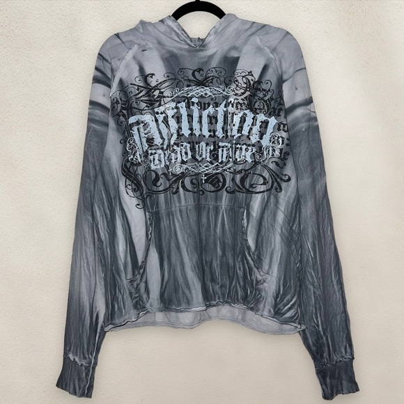 Affliction Tops - VTG Affliction Dead Or Alive Pullover Hoodie Studded Y2K Grunge Design Size XL